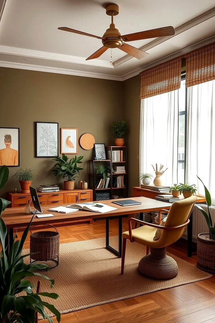 Earthy Olive Natural Tones in Offices - 22 Monochromatic Color Schemes for Rooms
