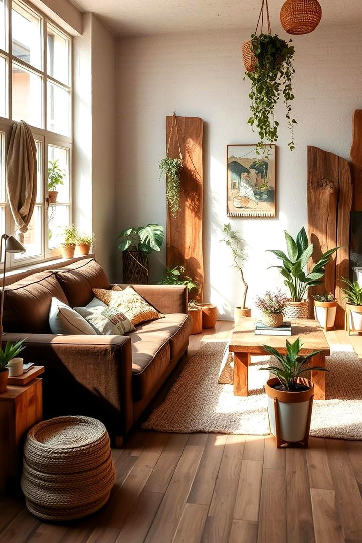Earthy Organic Feel - 22 Dark Brown Couch Living Room Ideas