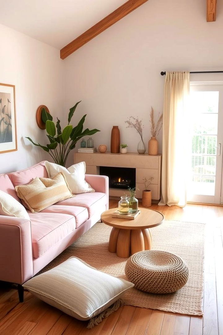 Earthy Pastels Mix - 22 Pink Couch Living Room Ideas