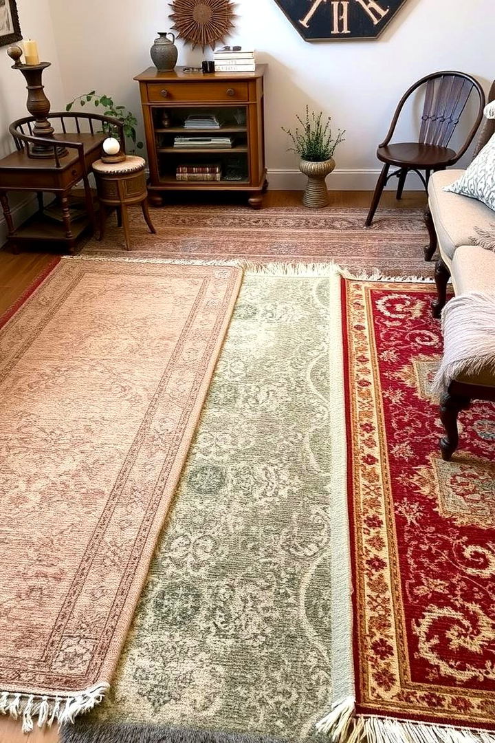 Earthy Patterned Rugs - 22 Rustic Sage Green Living Room Ideas