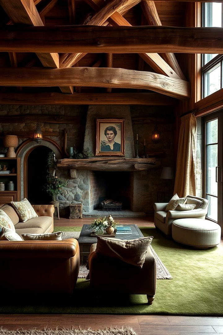 Earthy Rustic Charm - 22 Green Carpet Living Room Ideas