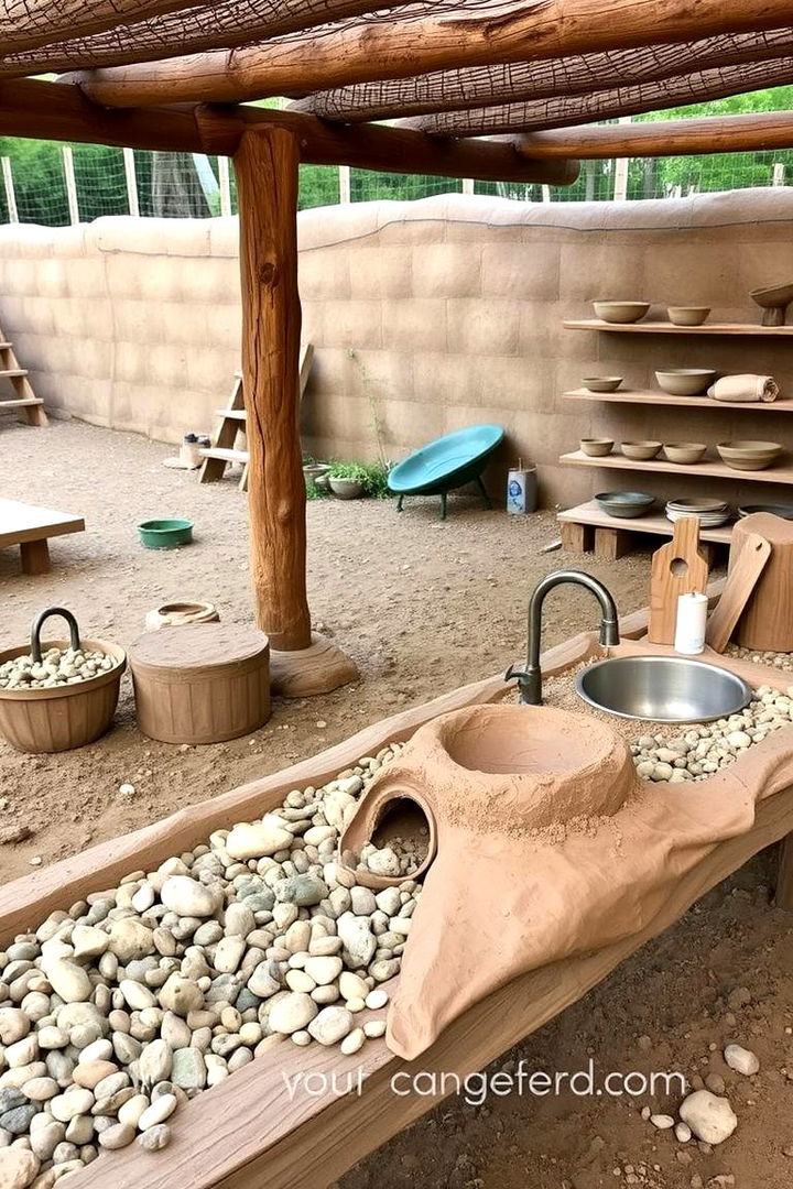 Earthy Themed Mud Kitchen Playground - 22 Mud Kitchen Ideas