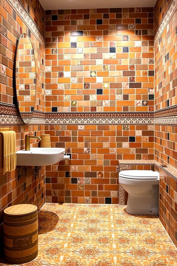 Earthy Tile Patterns - 22 Terracotta Bathroom Ideas