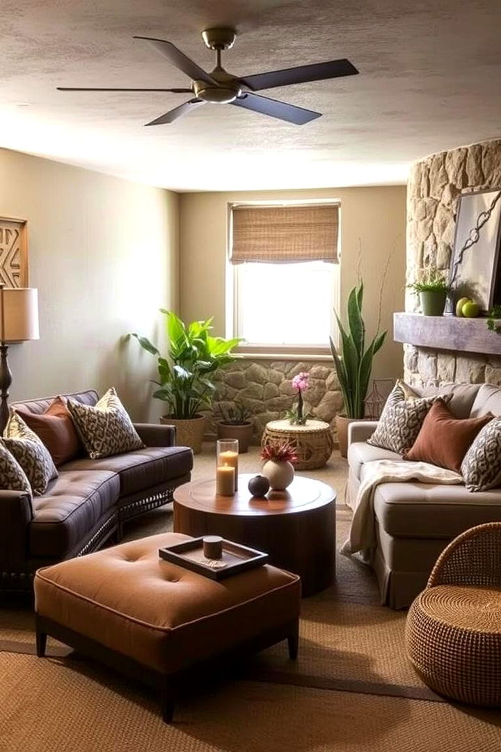 Earthy Tones and Natural Elements - 22 Basement Accent Wall Ideas