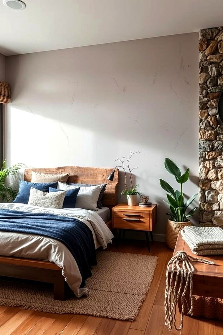 Earthy Tones with Blue - 22 Dark Blue Bedroom Ideas