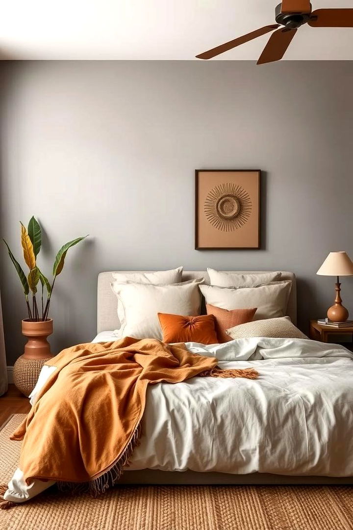 Earthy Tones with Grey Base - 22 Grey Boho Bedroom Ideas