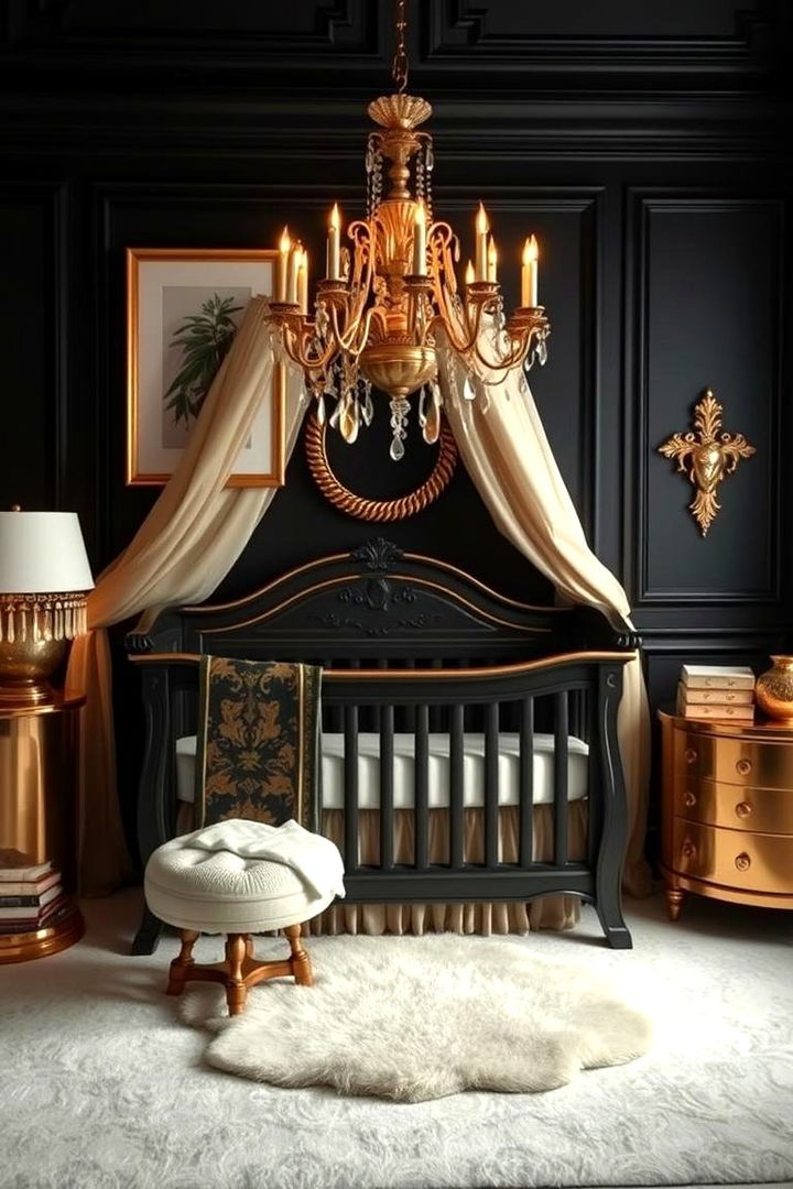 Ebony Black and Gold Touches - 22 Black Nursery Ideas