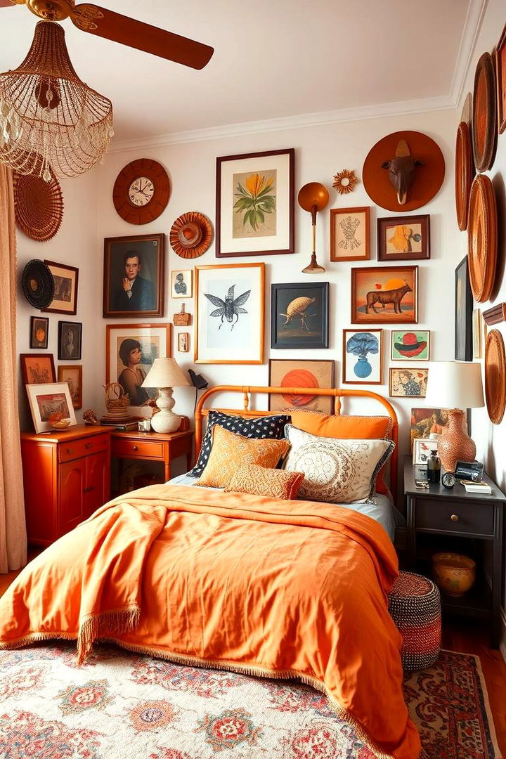 Eclectic Accessories Featuring Burnt Orange - 22 Burnt Orange Bedroom Ideas