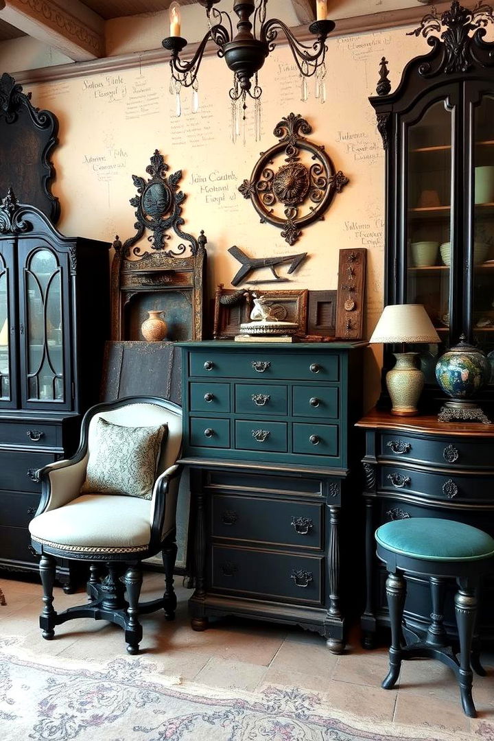 Eclectic Antique Mix - 22 Black and Green Bedroom Design Ideas
