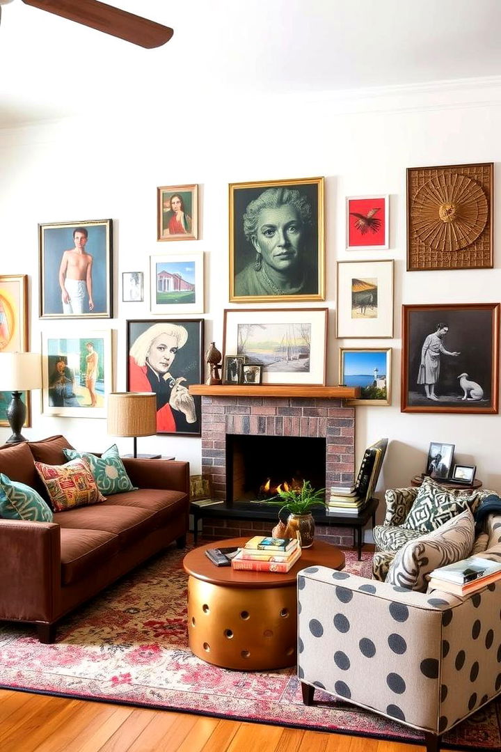 Eclectic Art Displays - 22 Living Room Ideas With Sectionals and Fireplace