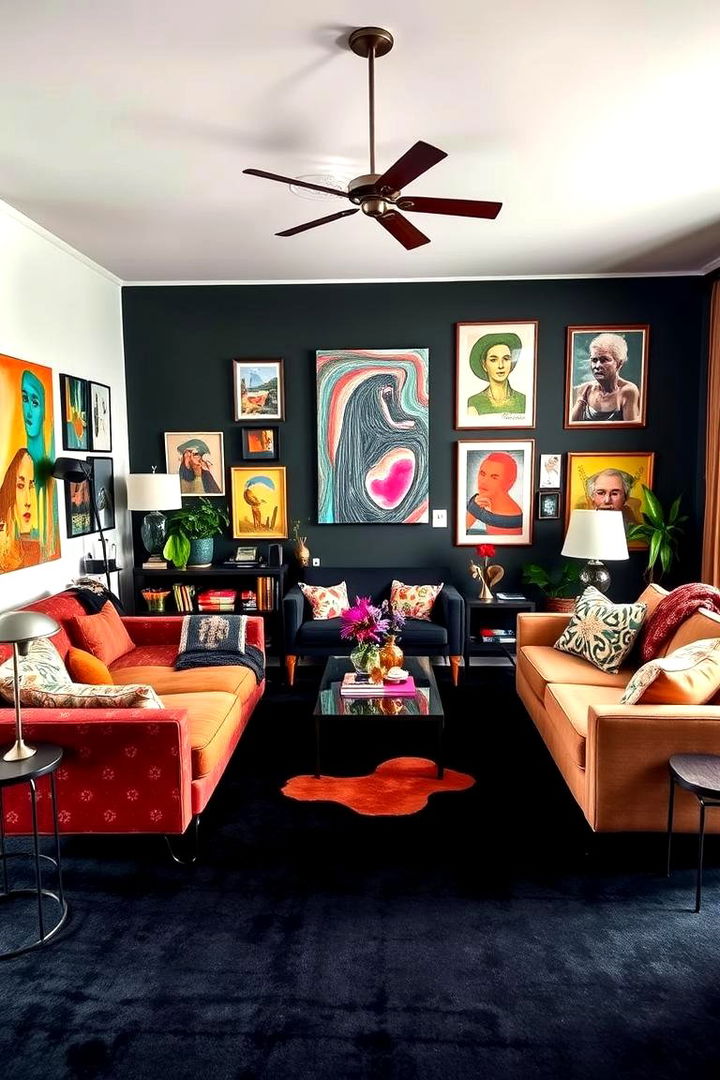 Eclectic Art Infusion - 22 Black Carpet Living Room Ideas