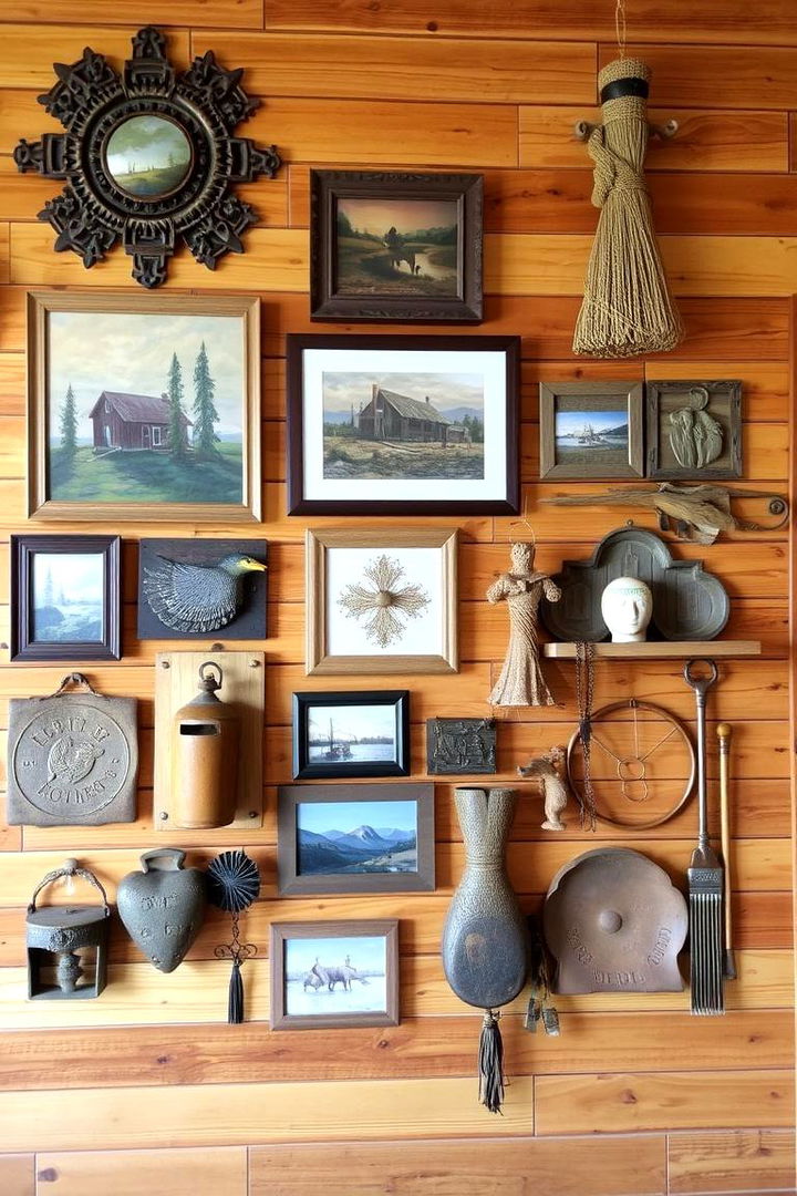 Eclectic Art and Craft Display - 22 Log Cabin Interior Design Ideas