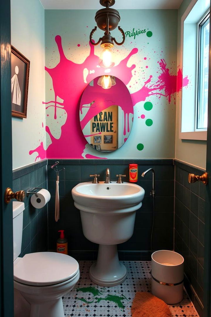 Eclectic Artistic Design with Vibrant Hues - 22 Pink and Green Bathroom Design Ideas