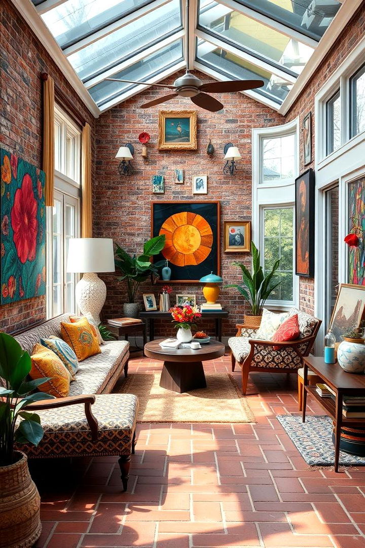 Eclectic Artistic Designs - 22 Brick Floor Sunroom Ideas