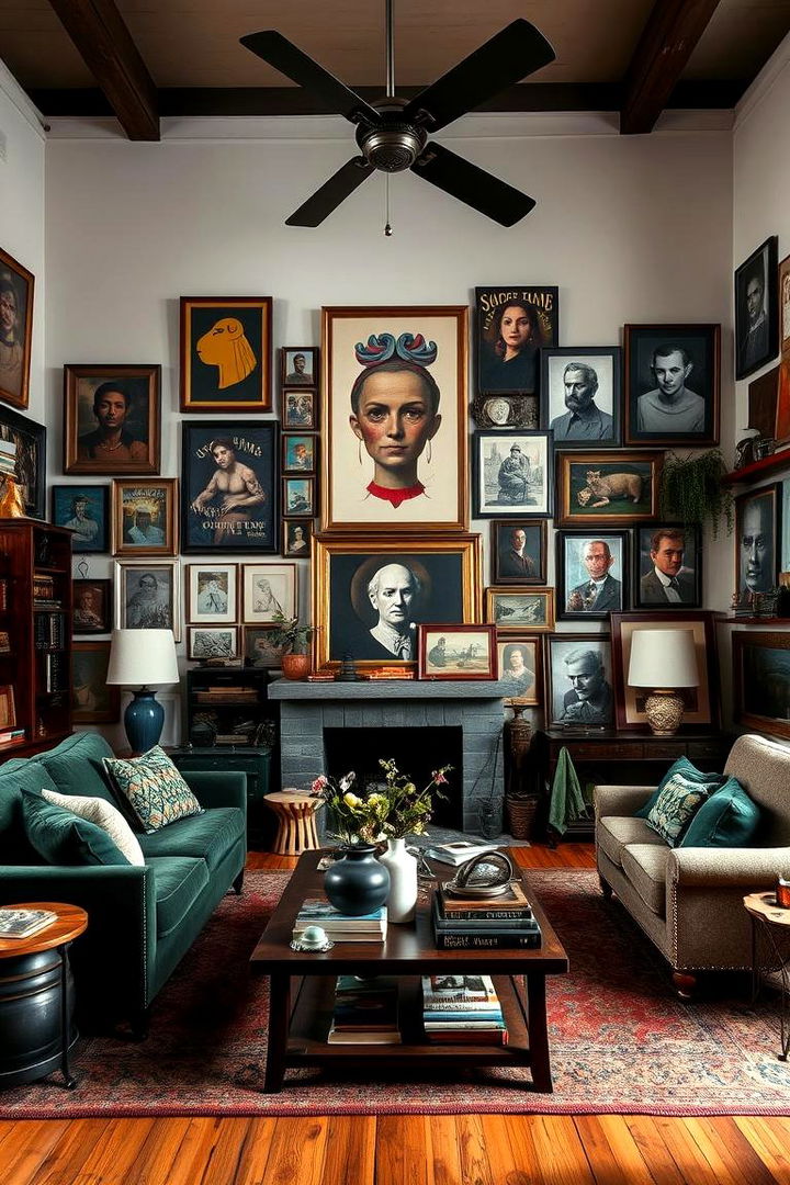 Eclectic Artistic Mix - 22 Dark Green Living Room Ideas