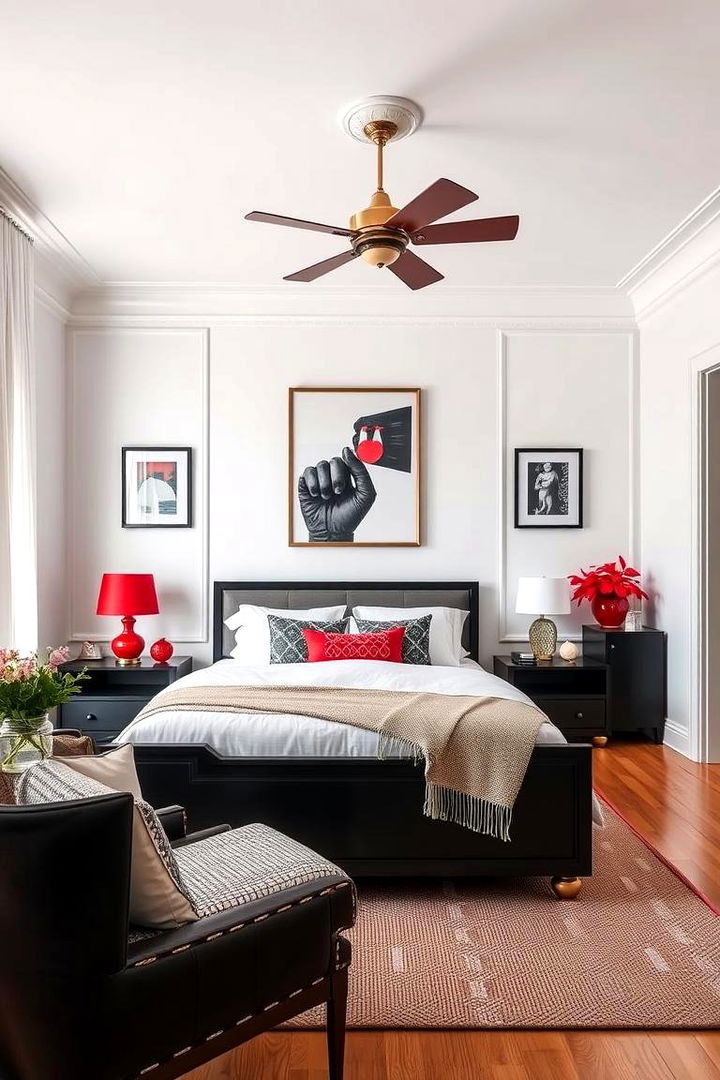 Eclectic Balance Composition - 22 red black and white bedroom ideas