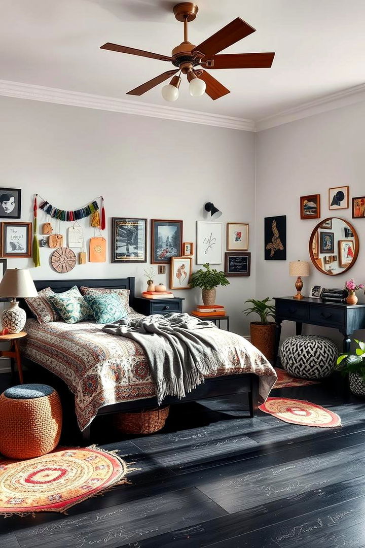 Eclectic Black Floor Accents - 22 Black Floor Bedroom Ideas