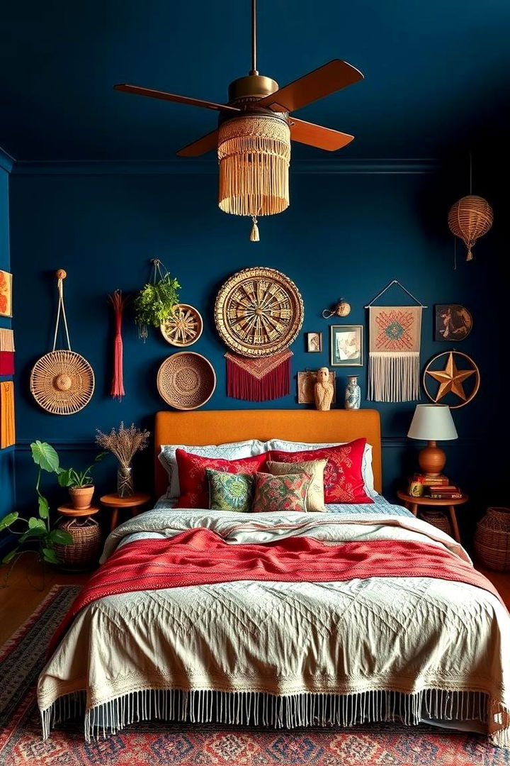 Eclectic Bohemian Blues - 22 Dark Blue Bedroom Ideas