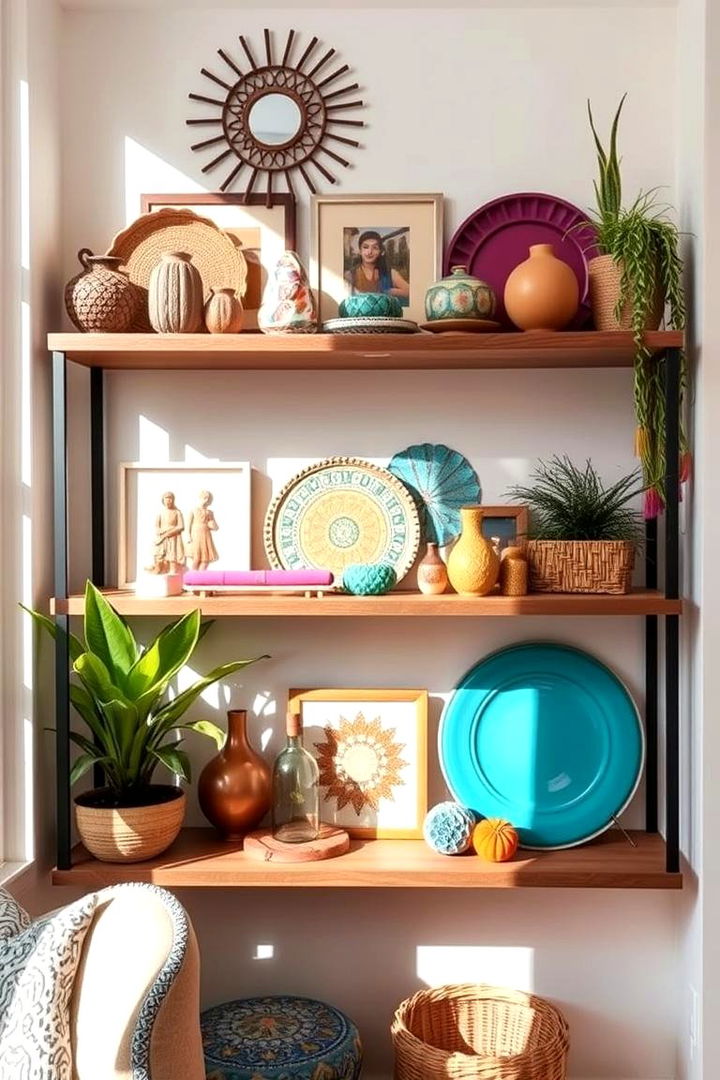 Eclectic Bohemian Corner Shelf Ensemble - 22 Corner Shelf Ideas
