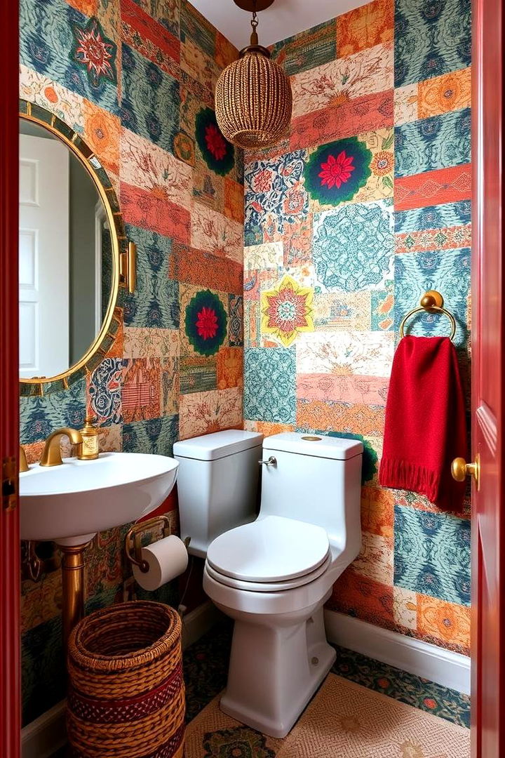 Eclectic Bohemian Flair - 22 Powder Room Wallpaper Ideas