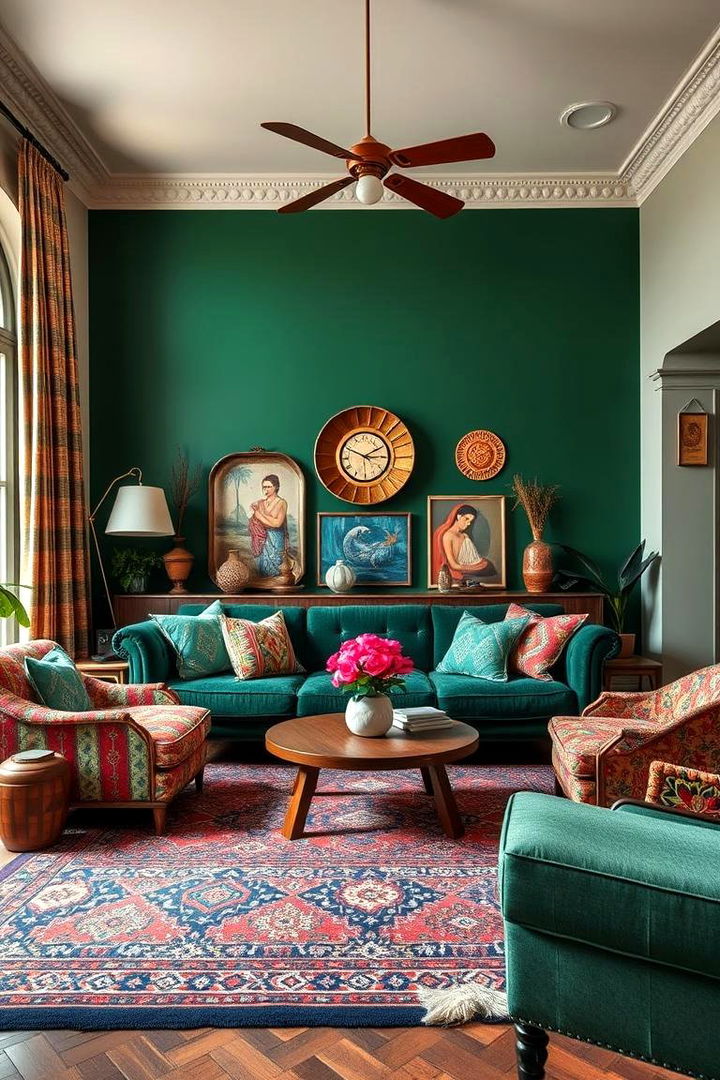 Eclectic Bohemian Mix - 22 Forest Green Living Room Ideas