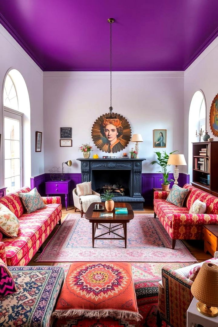 Eclectic Bohemian Purple Style - 22 Purple Living Room Ideas