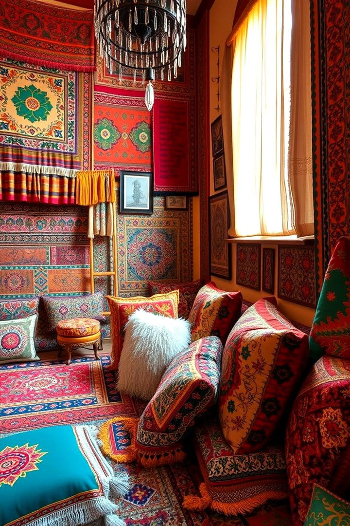 Eclectic Bohemian Textiles for Rich Layers - 22 Black Boho Living Room Ideas