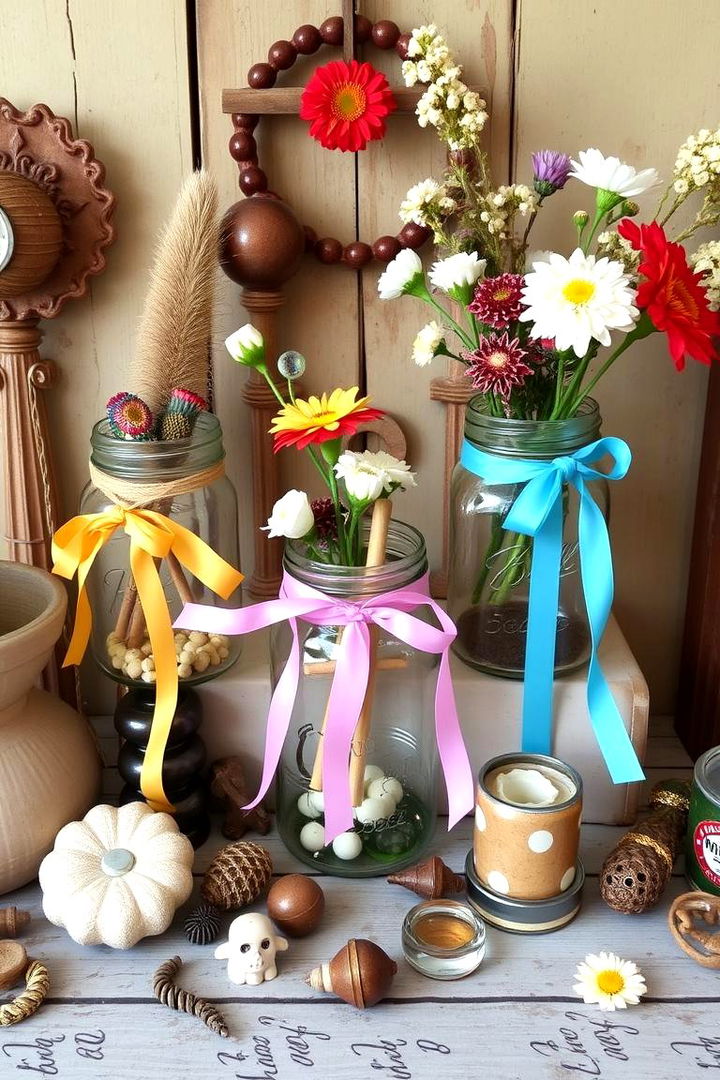 Eclectic Bohemian Touch - 22 Mason Jar Wedding Centerpieces