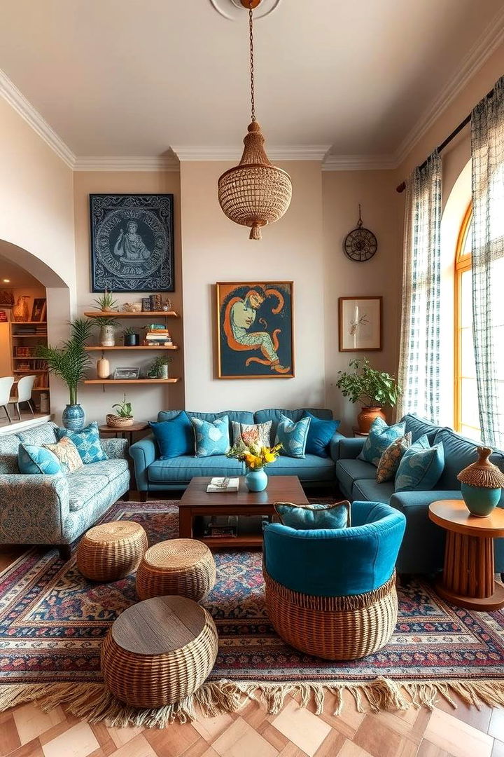 Eclectic Bohemian Touch - 22 blue and beige living room ideas