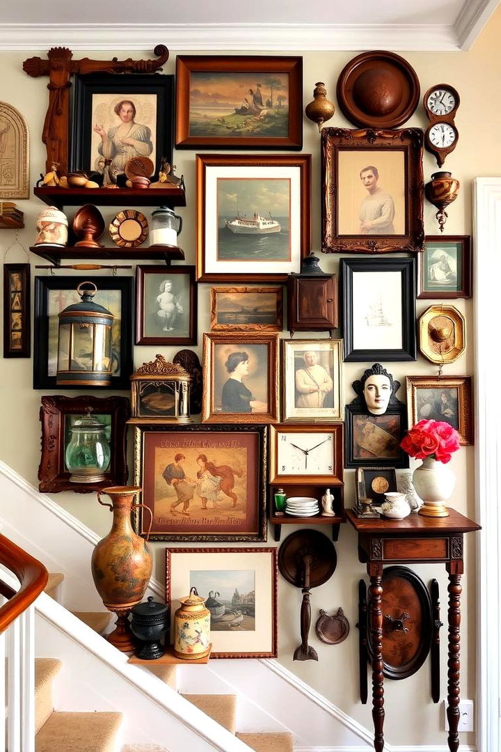 Eclectic Collection Display - 22 Staircase Wall Ideas