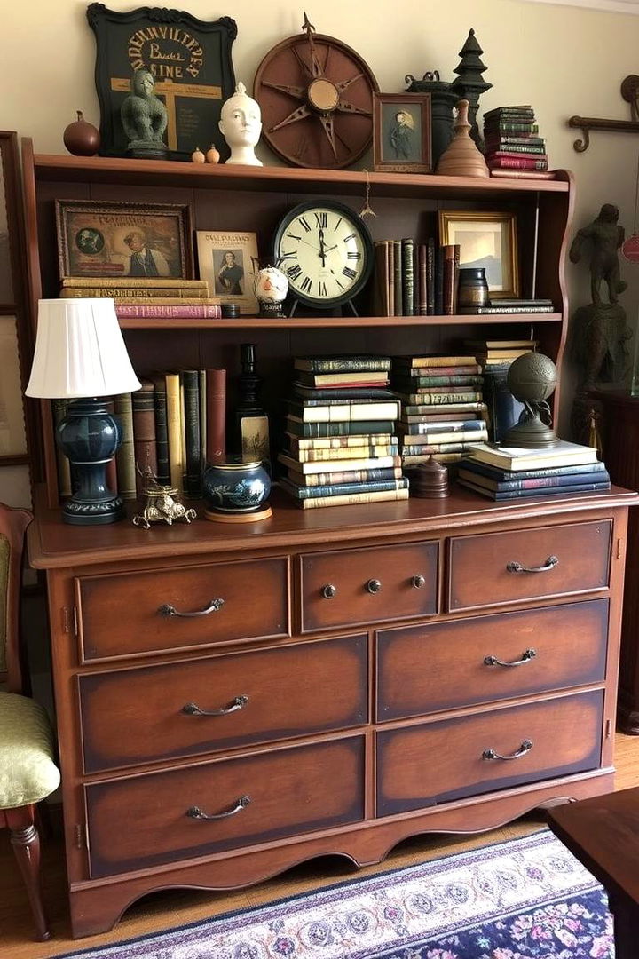 Eclectic Collector with Showcased Treasures - 22 Dresser Decor Ideas