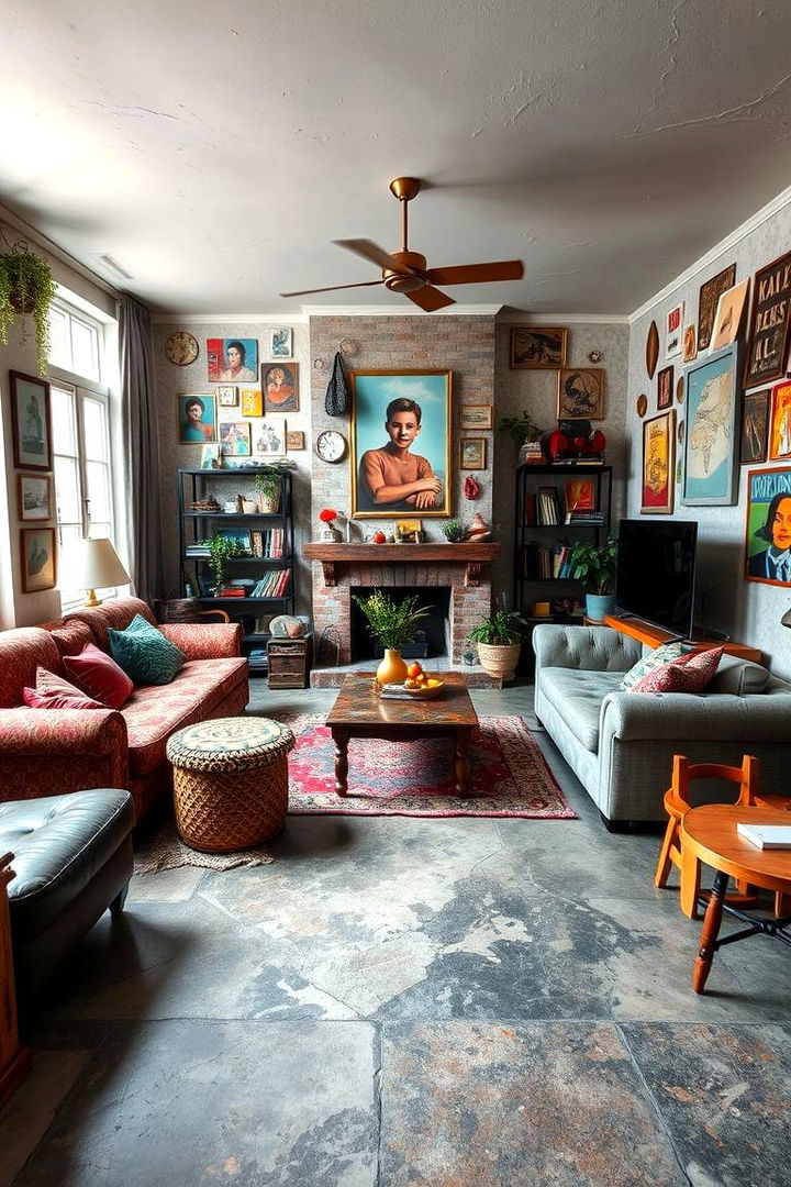 Eclectic Concrete Corners - 22 Rustic Concrete Floor Living Room Ideas