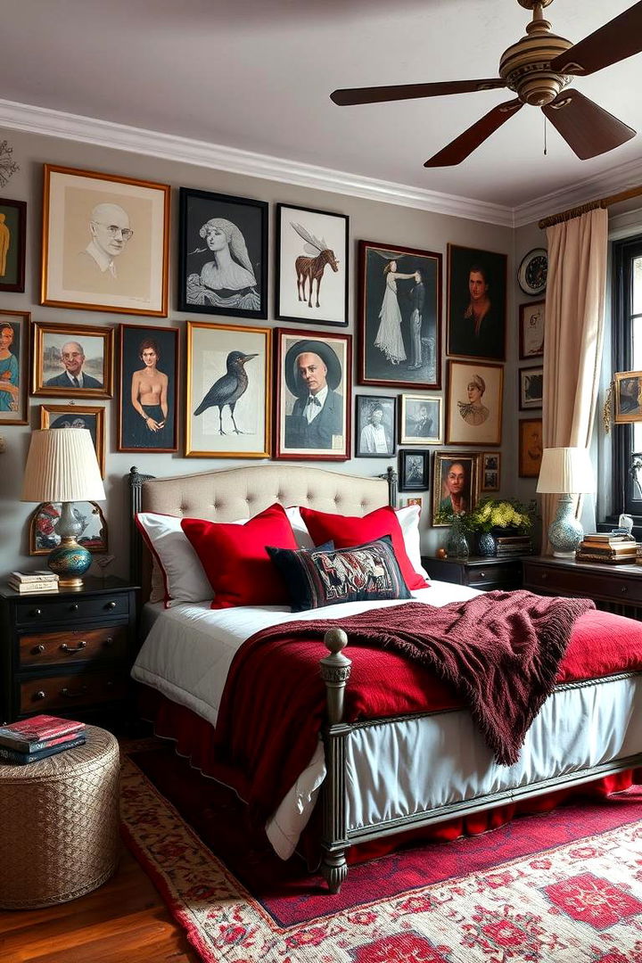 Eclectic Curated Mix - 22 red black and white bedroom ideas