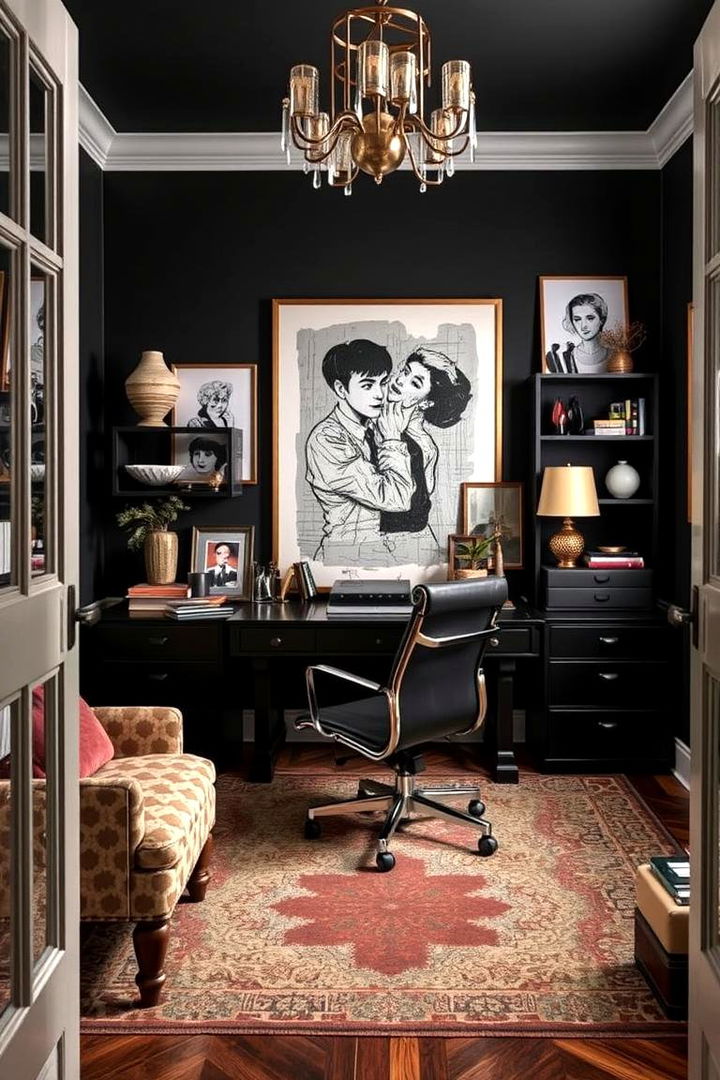 Eclectic Dark Office Decor - 22 dark home office design ideas