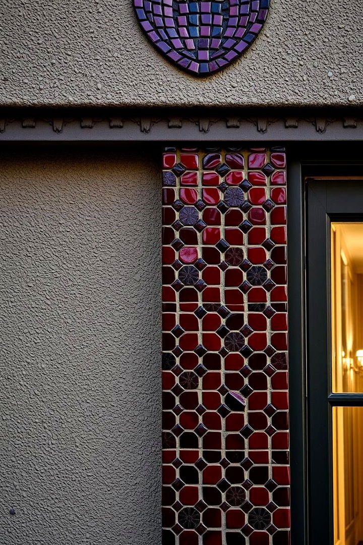 Eclectic Dark Red Mosaic Details - 22 Dark Red House Exterior Ideas