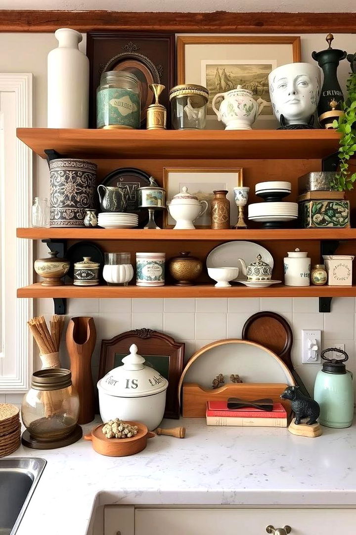 Eclectic Display of Collectibles - 22 Cottage Kitchen Ideas