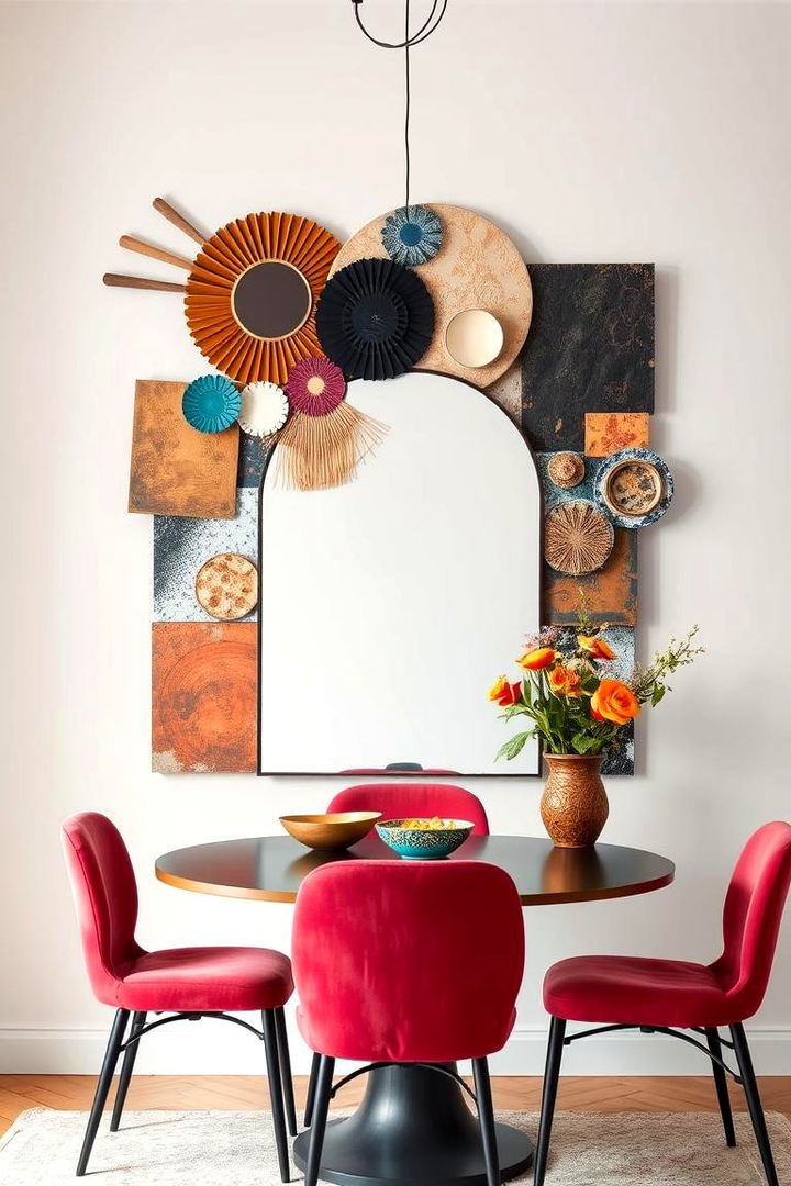 Eclectic Framed Display - 22 Dining Room Mirror Ideas