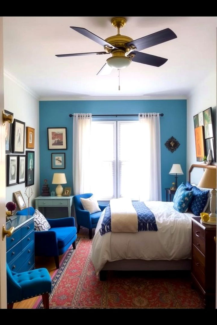 Eclectic Furnishings for Personal Flair - 22 Black and Blue Bedroom Ideas