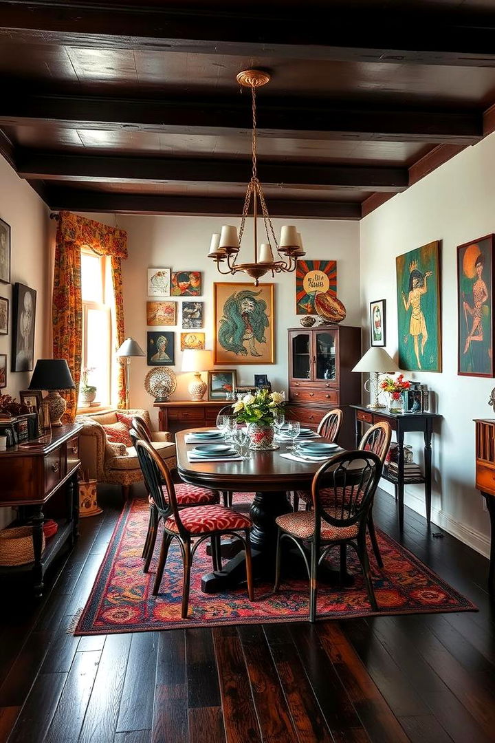Eclectic Fusion Style - 22 dark wood floor dining room ideas