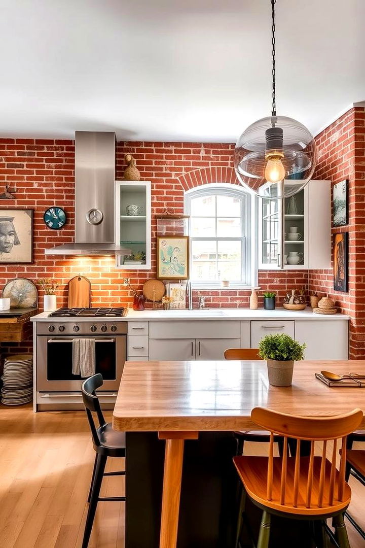 Eclectic Fusion of Brick and Modern Elements - 22 Red Brick Kitchen Ideas