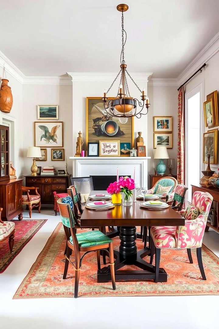 Eclectic Fusion of Styles for Vibrant Dining - 22 Dining Room With Fireplace Ideas