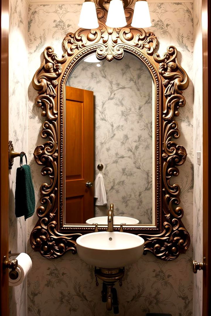 Eclectic Mirror Frames as Focal Points - 22 Eclectic Powder Room Ideas