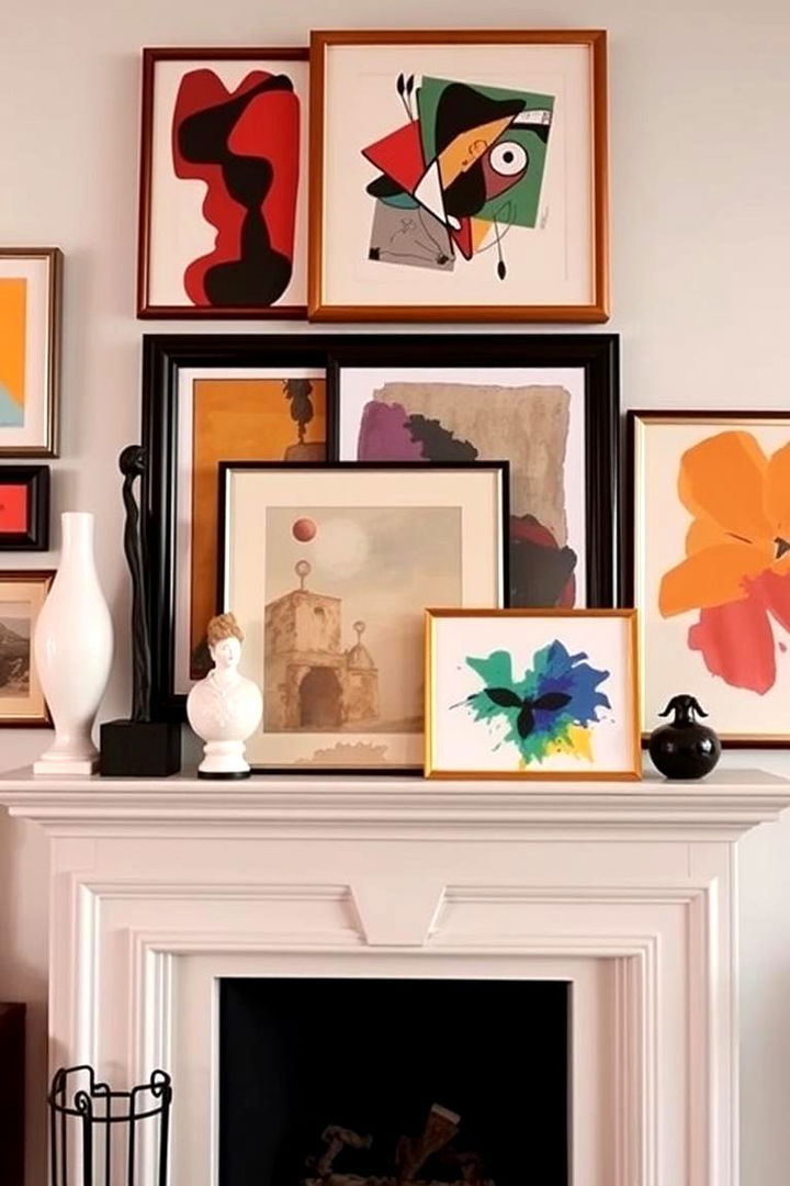 Eclectic Mix Art - 22 Fireplace Decor Ideas