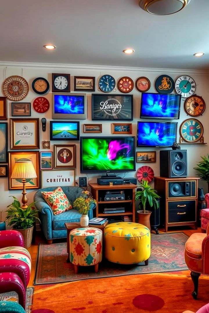 Eclectic Mix Media Walls - 22 Media Wall Ideas