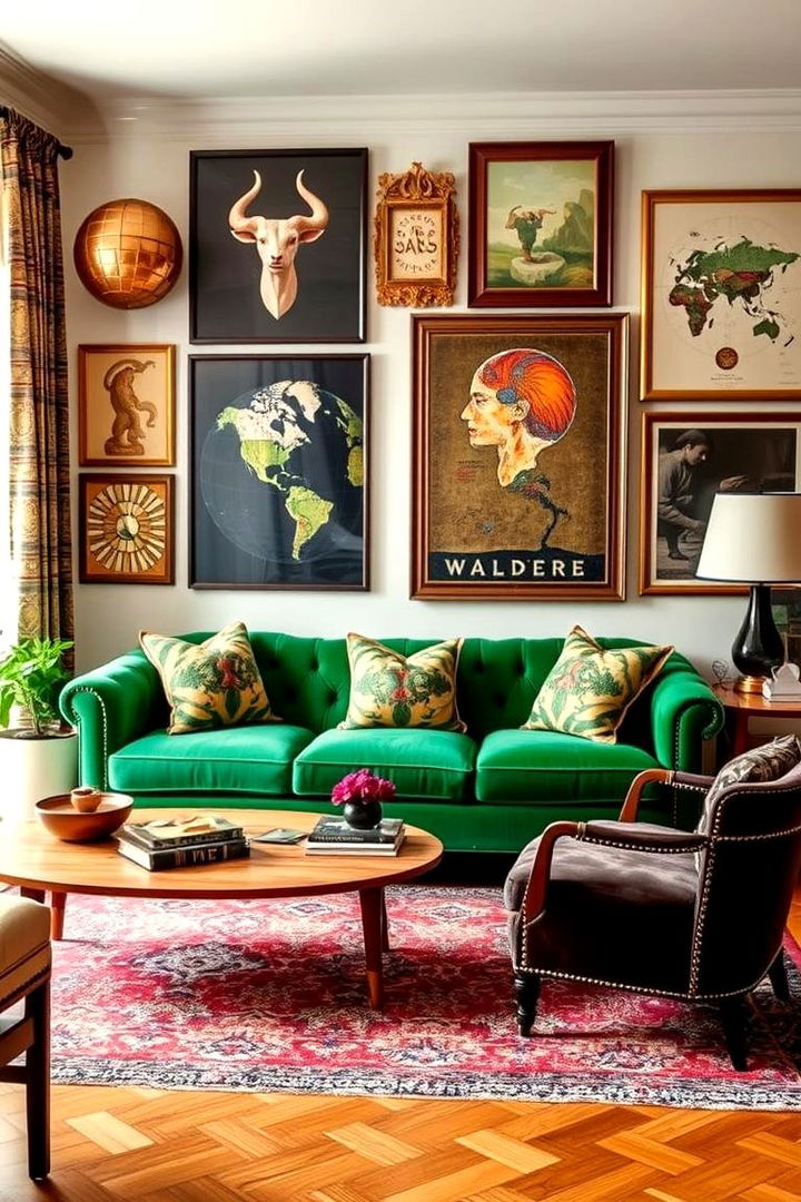 Eclectic Mix Styles - 22 Emerald Green Sofa Living Room Ideas