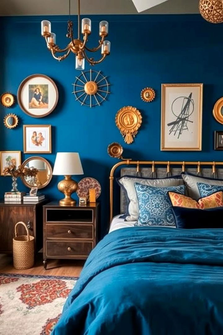 Eclectic Mix of Blue and Gold - 22 Blue and Gold Bedroom Ideas