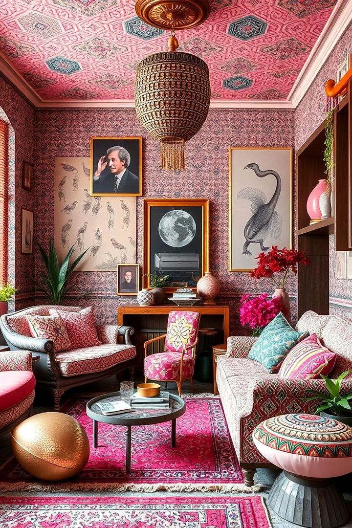 Eclectic Mix of Cultures and Colors - 22 Pink and Grey Living Room Ideas