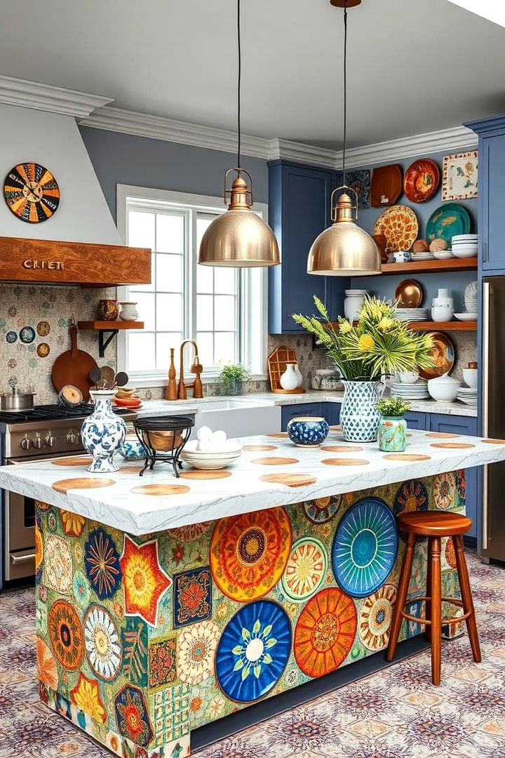 Eclectic Mix of Patterns - 22 Kitchen Island Centerpiece Ideas