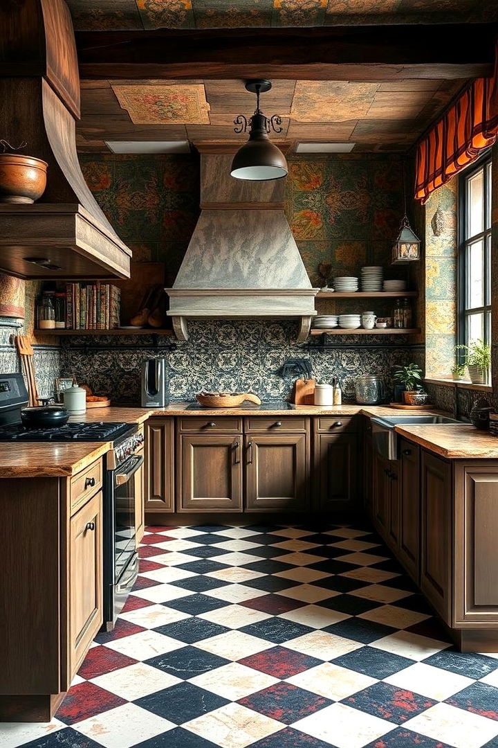 Eclectic Mix of Patterns - 22 Kitchens With Checkered Floors