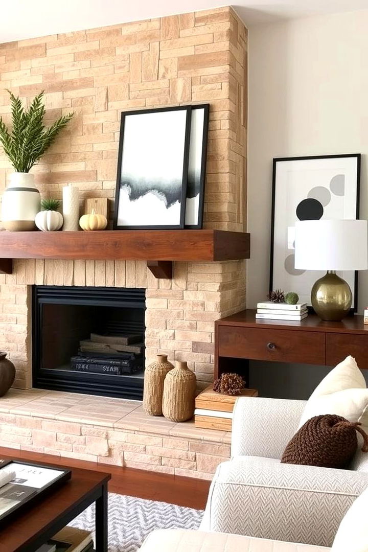 Eclectic Mix of Rustic and Chic Elements - 22 Fall Mantel Decor Ideas